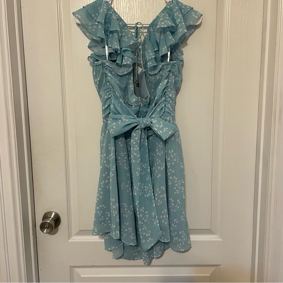 Selfie Leslie Teal Floral Dress - Picture 2 of 8